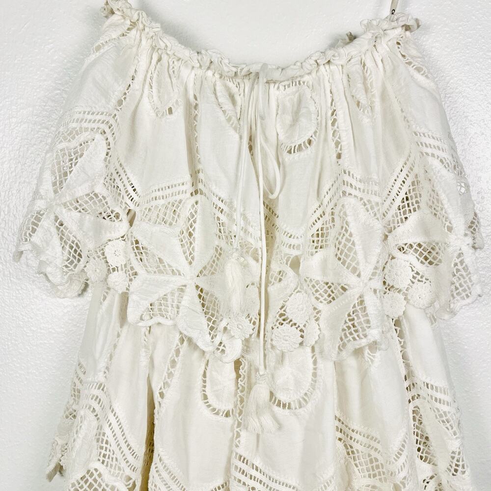 Free People Ollari Lace Tiered Strapless White/Ivory Boho Maxi Dress XS - Picture 3 of 8